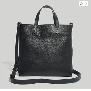 Madewell zip top transport crossbody leather bag black